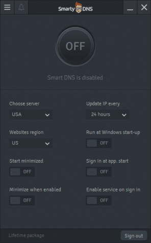 Main screen in the SmartyDNS client